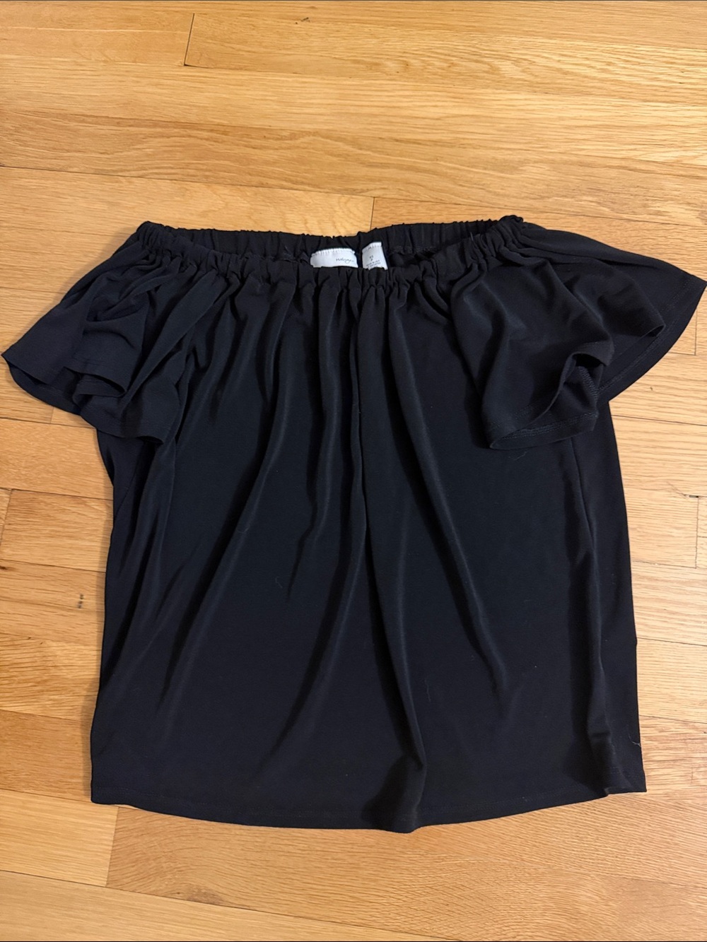 Halogen Black Off-Shoulder Ruffle Tunic